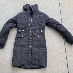 Black Quilted Hooded Coat by 686 size small